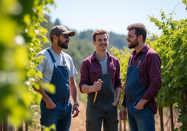 Il team di enologi e viticoltori di Logos Vigna in vigna